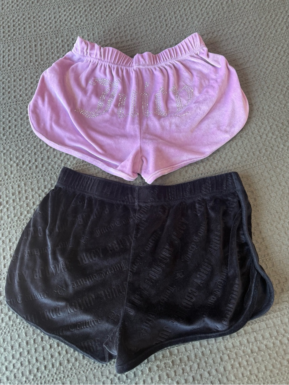 Juicy Couture Pink & Black Velour Athletic Shorts Duo